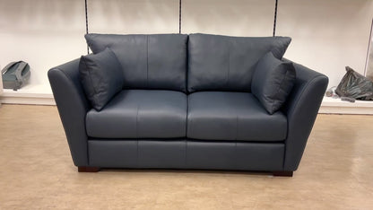'Calista' Deep Spring Blue Leather 2 Seater Sofa