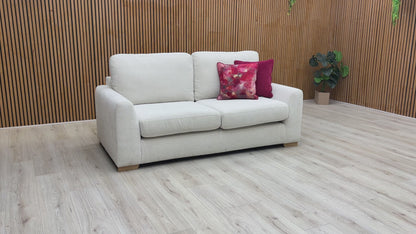 ‘Major’ Light Cream Tight Weave Fabric 3 Seater Sofa