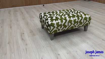 'Orlby' Sage Green Orlby Geo Patterned Fabric Banquette Footstool