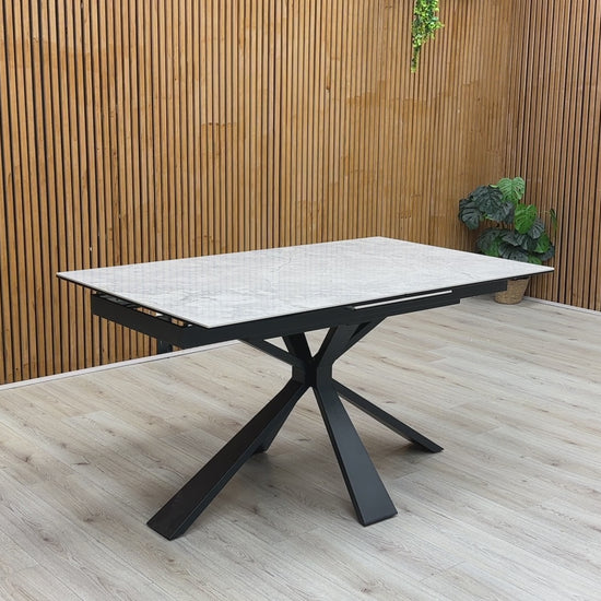 Video preview of the Crete White Ceramic Extending Dining Table.