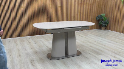 ‘Cashmere’ Tempered Glass Top Small Pop Up Extending Dining Table