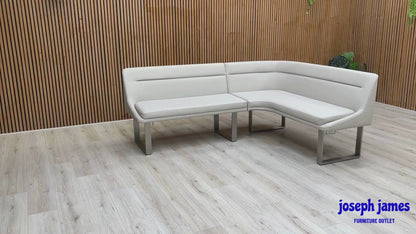 'Avorio' Neutral Faux Leather Right Hand Facing Corner Dining Bench