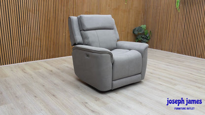 'Langford' Light Grey Fabric Power Recliner Chairs - Set of 2
