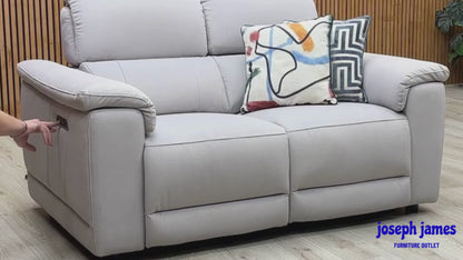 ‘Genius’ Bella Lead Grey 43451 Velvet Fabric 2 Seater Power Recliner Sofa with Power Headrests