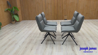 ‘Catalina’ Dark Grey Faux Leather Set of 4 Swivel Dining Chairs