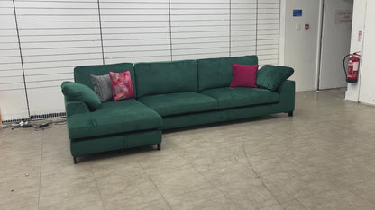 'Euphoria' Sensual Velvet Forest Green Left Hand Facing Large Chaise End Sofa