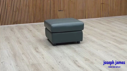 ‘Raven’ Oslo Peacock Green Leather Footstool