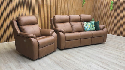 Video of  the 'Kingsbury' Sofa and Chair set, highlighting the sprung seats and luxury fibre back cushions.