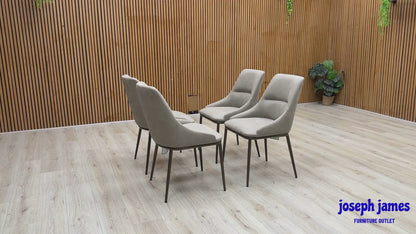 ‘Camino’ Taupe Faux Leather Fixed Dining Chair - Set of 4