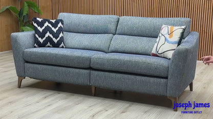 ‘Moderna’ Blr Marine Blue Sw Fabric 3 Seater Power Recliner Sofa with Telescopic Headrests