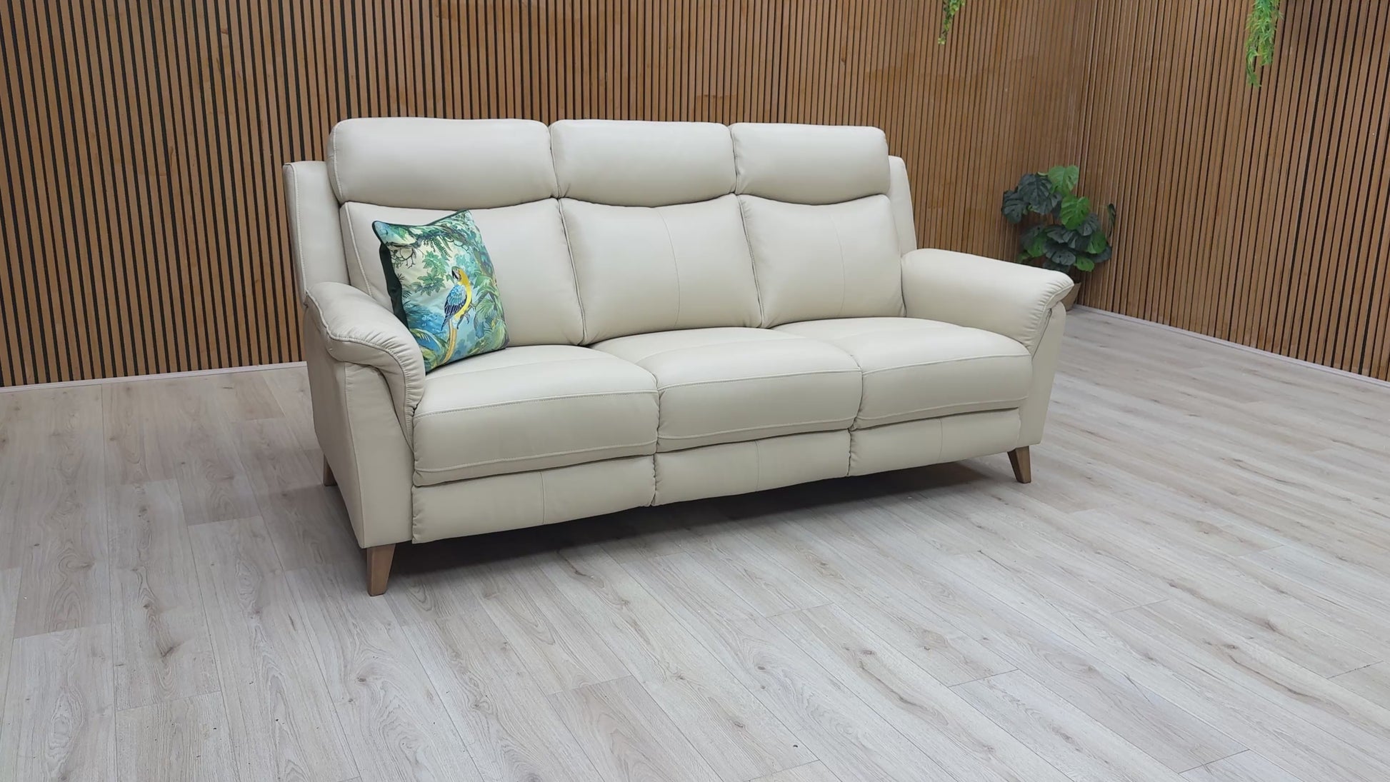 Video demonstration of the Fabb 'Ava' khaki green leather armchair, highlighting the leather quality and modern design.