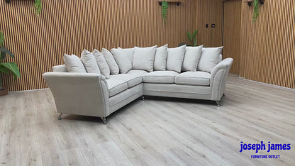 ‘Dury’ Natural Fabric Corner Group Scatter Back Sofa