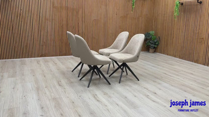 ‘Jose’ Pebble Cream Fabric Set of 4 Swivel Dining Chairs