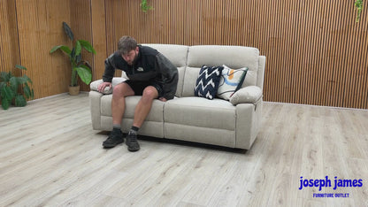 'Fenway' Beige Woven Fabric Manual Recliner 3 Seater Sofa