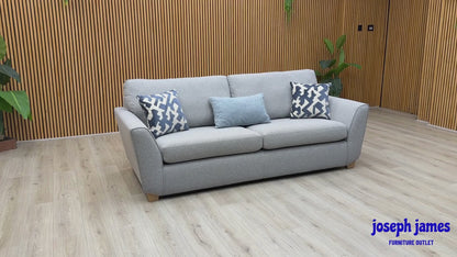 ‘Orlby’ Silver Benita Fabric 4 Seater Sofa