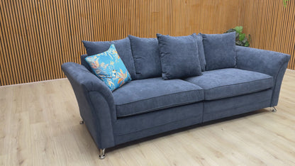 'Dury' Blue Fabric 4 Seater Split Frame Sofa