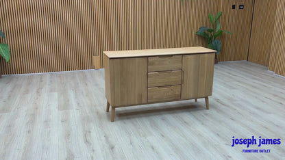 ‘Stockholm’ Light Oak Solid Oak 2 Door 3 Drawer Large Sideboard