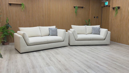 ‘Kalista’ Cream Palmero Plain Velvet 3 + 2 Seater Sofa Set