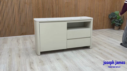'Avorio' Ceramic Top Small Sideboard with LED Lighting