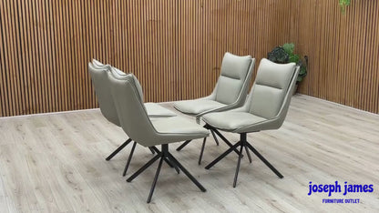 ‘Catalina’ Taupe Faux Leather Set of 4 Swivel Dining Chairs
