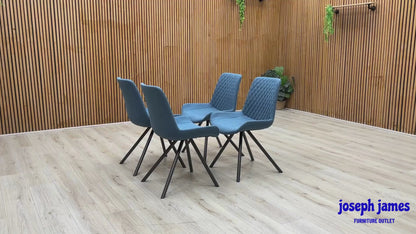 'Rocket' Mineral Blue Fabric Set of 4 Dining Chairs