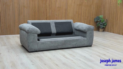 Amalfi’ Slate Grey Jumbo Cord Fabric Standard Back 3 Seater Sofa Bed