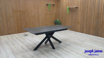 'Warrior' Grey Sintered Stone 180cm Extending Dining Table