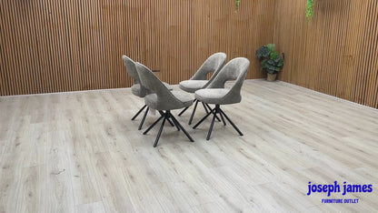 ‘Tiber' Truffle Brown Fabric Set of 4 Swivel Dining Chairs