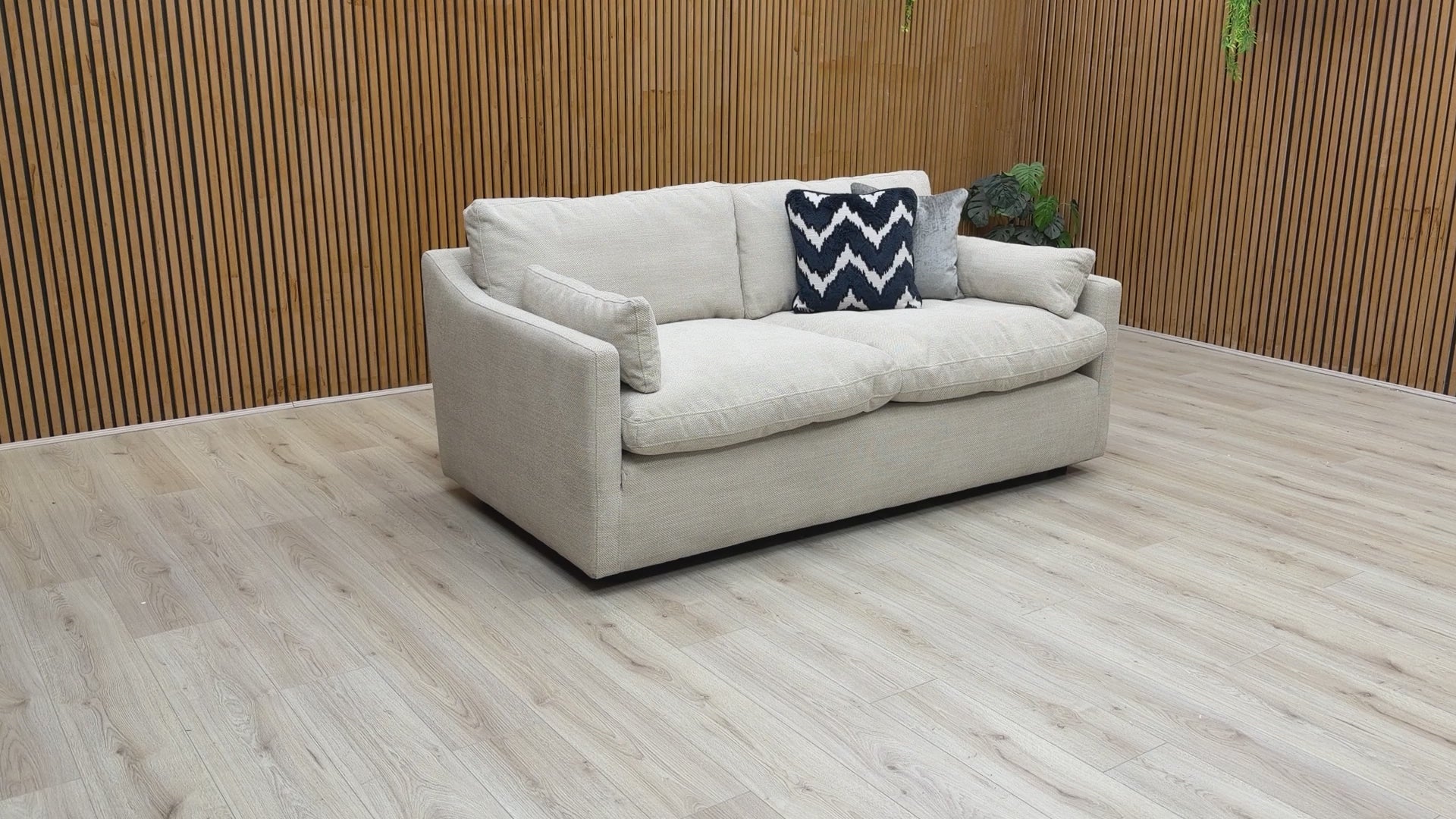 Product walkaround video highlighting the fabric texture and durable construction of the Dream sofa.