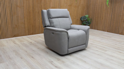 'Langford' Light Grey Fabric Power Recliner Chair
