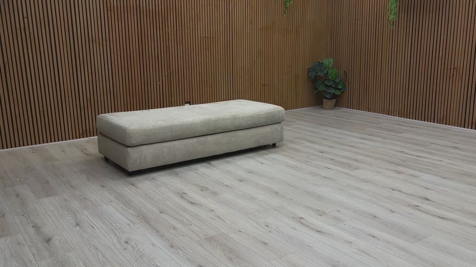 Video of the easy, clever conversion process from the upholstered Footstool to a Sofa Bed.