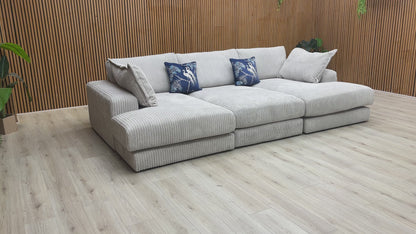 'Rest' Pewter Rest Chord Small Double Ended Chaise Sofa + Footstool