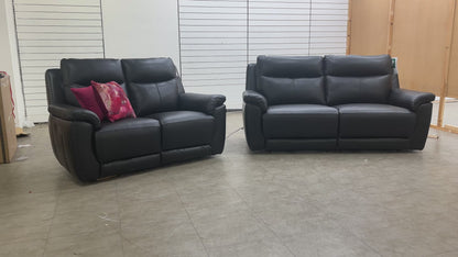 ‘Bobby’ Leather Cat-35/02 Black 3 + 2 Power Recliner Sofa Set
