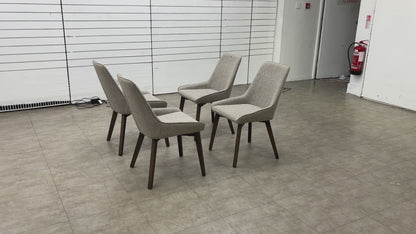 ‘Pierre’ Latte Tight Weave Fabric Dining Chairs - Set of 4