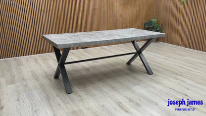 'Moon' Grey Concrete Effect Large 190cm Fixed Dining Table