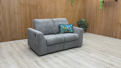 'Heydon’ Slate Grey Jumbo Cord 2 Seater Power Recliner Sofa