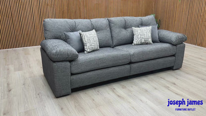 ‘Megan’ Grey Fabric 4 Seater Split Frame Sofa