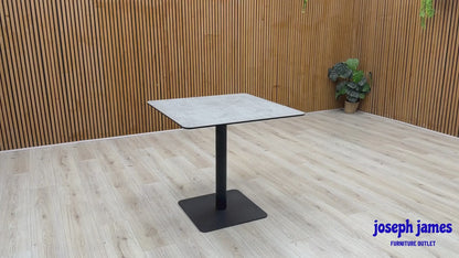 'Pique' Silver Ceramic Top Small Square Dining Table