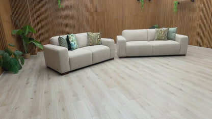Michelle Keegan Home 'Cortes' Natural Fabric 3 + 2 Seater Fabric Sofa Set