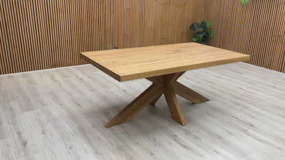 Bodahl ‘Terra' 01 Oiled Solid Oak Straight Edge 180cm Dining Table with Wooden Star Base