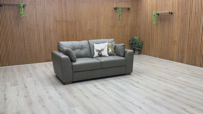 ‘Arden’ Denver Grey Italian Leather 3 Seater Sofa