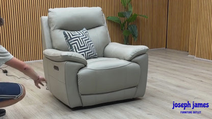 ‘Sloane’ Lead Grey Leather Power Recliner Chair
