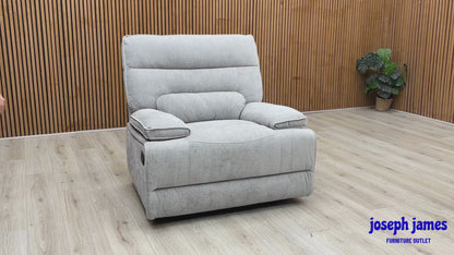 ‘Olivia’ Grey Fabric Manual Recliner Armchair