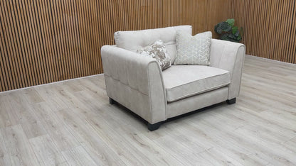 ‘Mariah' Dapple Ivory-Tri No Insert Velvet Classic Back Snuggler Chair (Ariana)