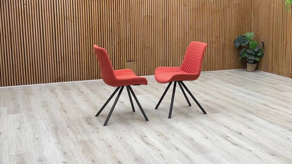 ‘Rocket’ Orange Fabric Pair of Dining Chairs