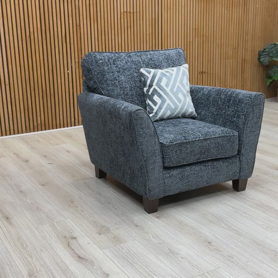 Video showcasing the design details and woven fabric texture of the ‘Tabitha’ Navy Blue Chair.