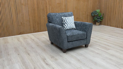 Video showcasing the design details and woven fabric texture of the ‘Tabitha’ Navy Blue Chair.