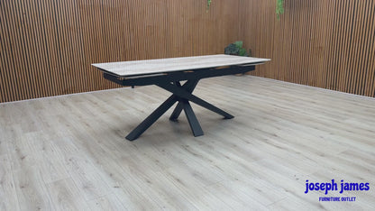 ‘Germain’ Real Marble Top Large Extending Dining Table