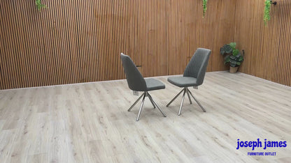 ‘Grigio’ Charcoal Grey Fabric Pair of Swivel Dining Chairs