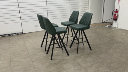 ‘Mars’ Set of 4 Green Faux Leather Swivel Bar Stools